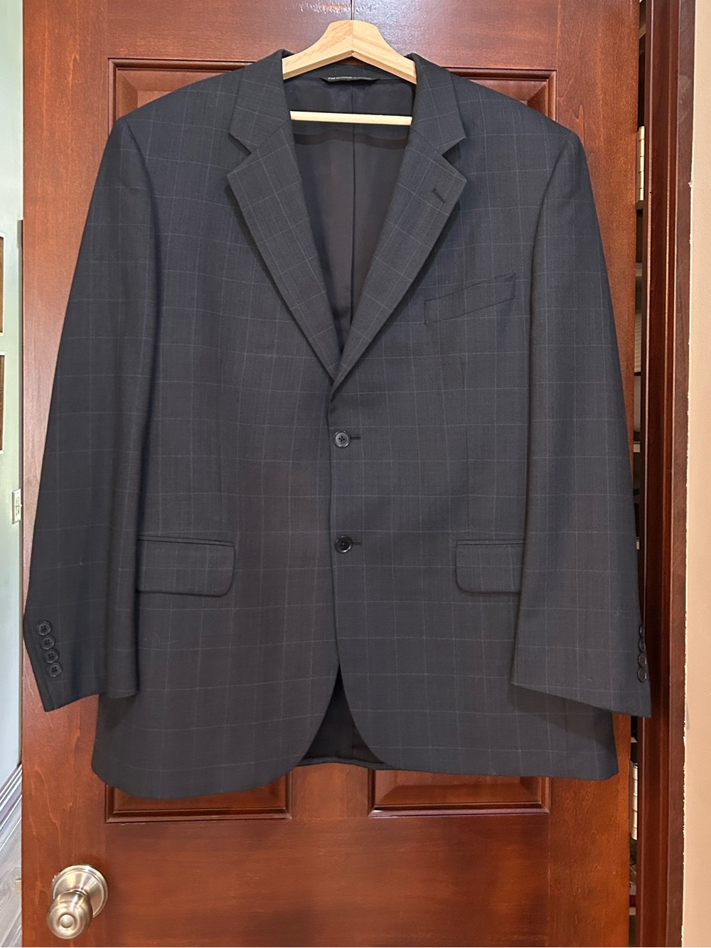 Paul Dione 46R 100% Wool Sport Coat Windowpane Made in Canada Union Made